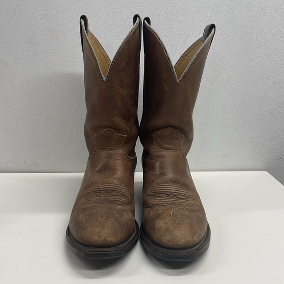 Justin Men’s Bay Apache Brown Leather Western Cowboy Boots 3405 Size 8.5D - Picture 3 of 10